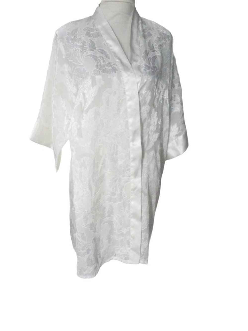 Vintage Frederick's of Hollywood White Sheer Floral Burnout Robe M